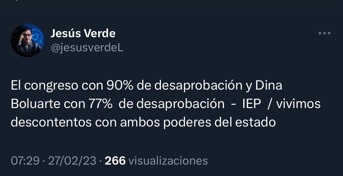 Peruanos critican el trato y beneficios que tienen los congresistas a pesar de su gran desaprobación. (Captura Twitter)