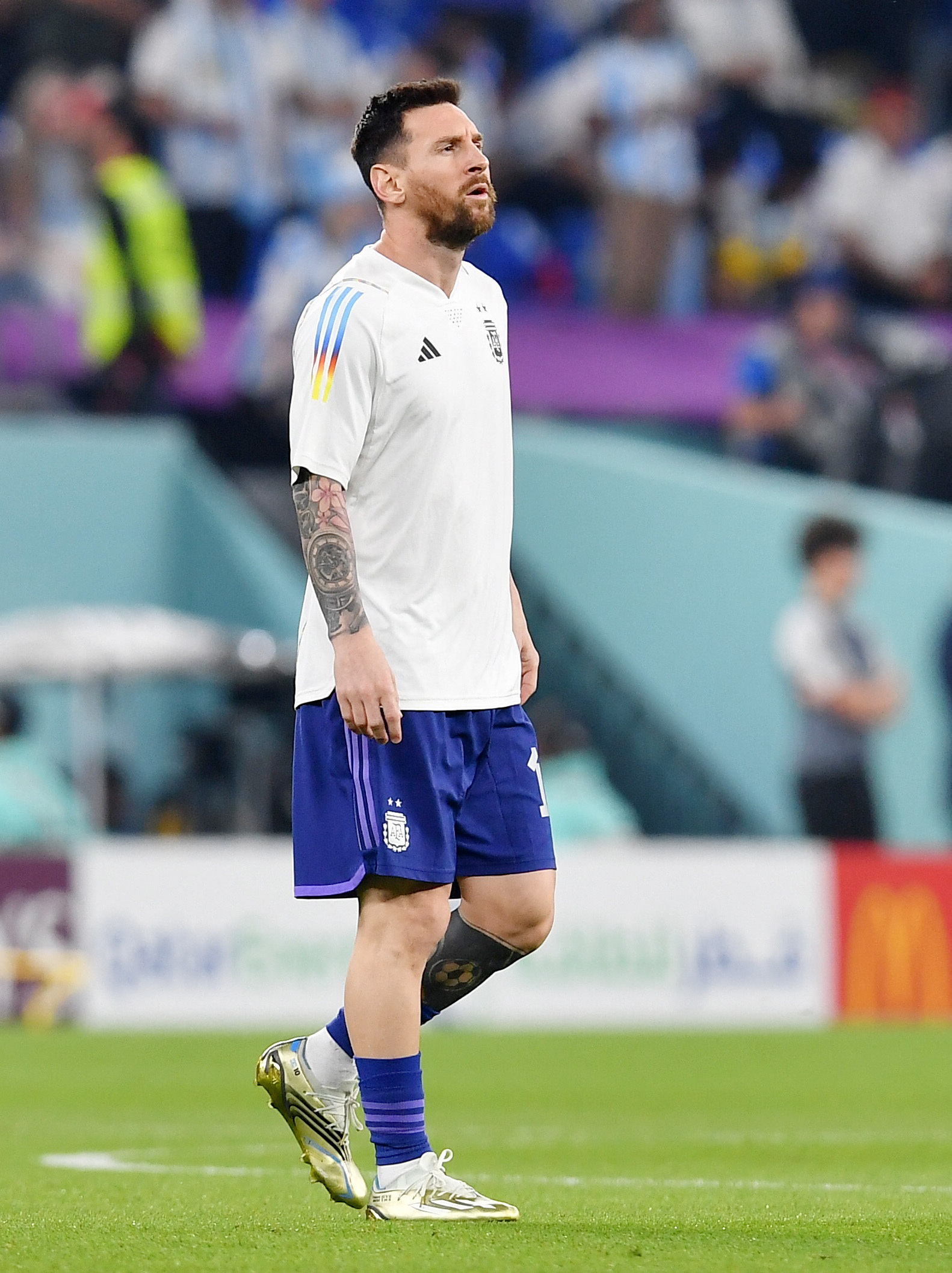Lionel Messi en el calentamiento previo al partido. Foto:  REUTERS/Jennifer Lorenzini