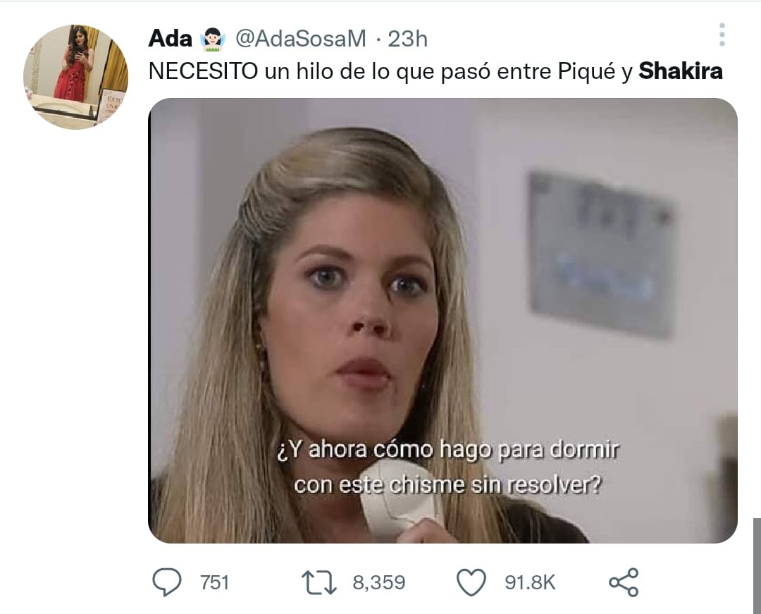 Memes sobre la presunta separación de Shakira y Gerard Piqué. Tomada de Twitter.