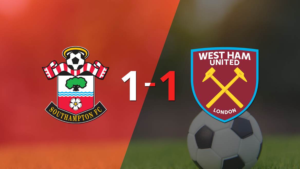 West Ham United empató 1-1 en su visita a Southampton