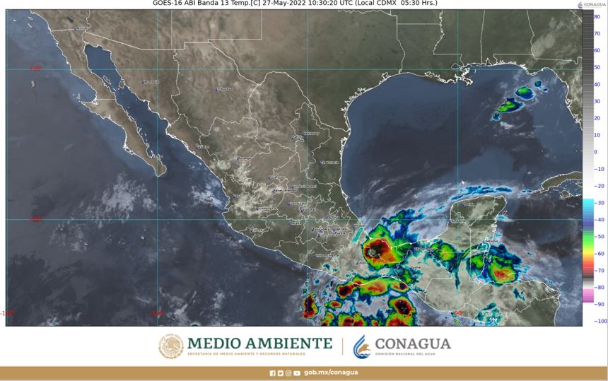Clima en México para el 27 de mayo de 2022. Foto: @conagua_clima