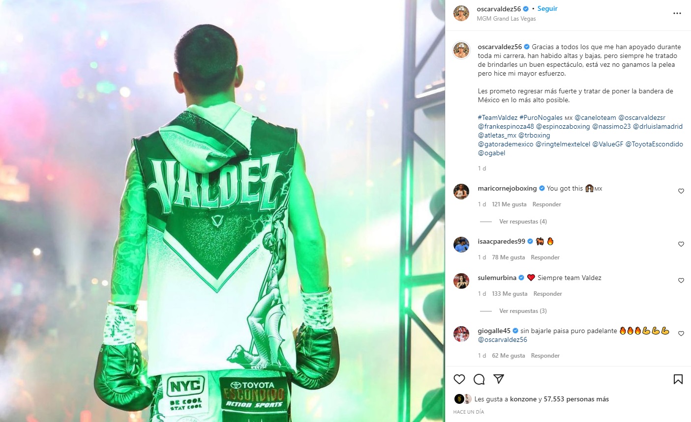 Óscar Valdez habló de su derrota  (Foto: Instagram/@oscarvaldez56)