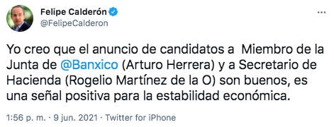 Felipe Calderón lo consideró una señal positiva para la estabilidad económica (Foto: Twitter@FelipeCalderon)