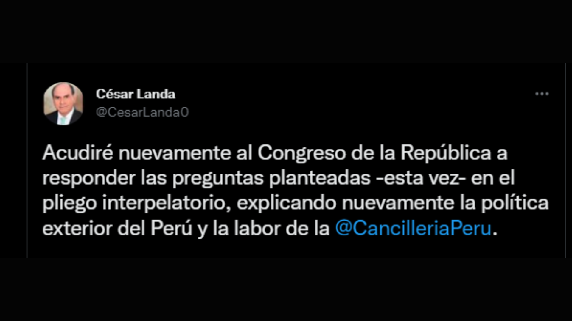 Twitter del Canciller César Landa