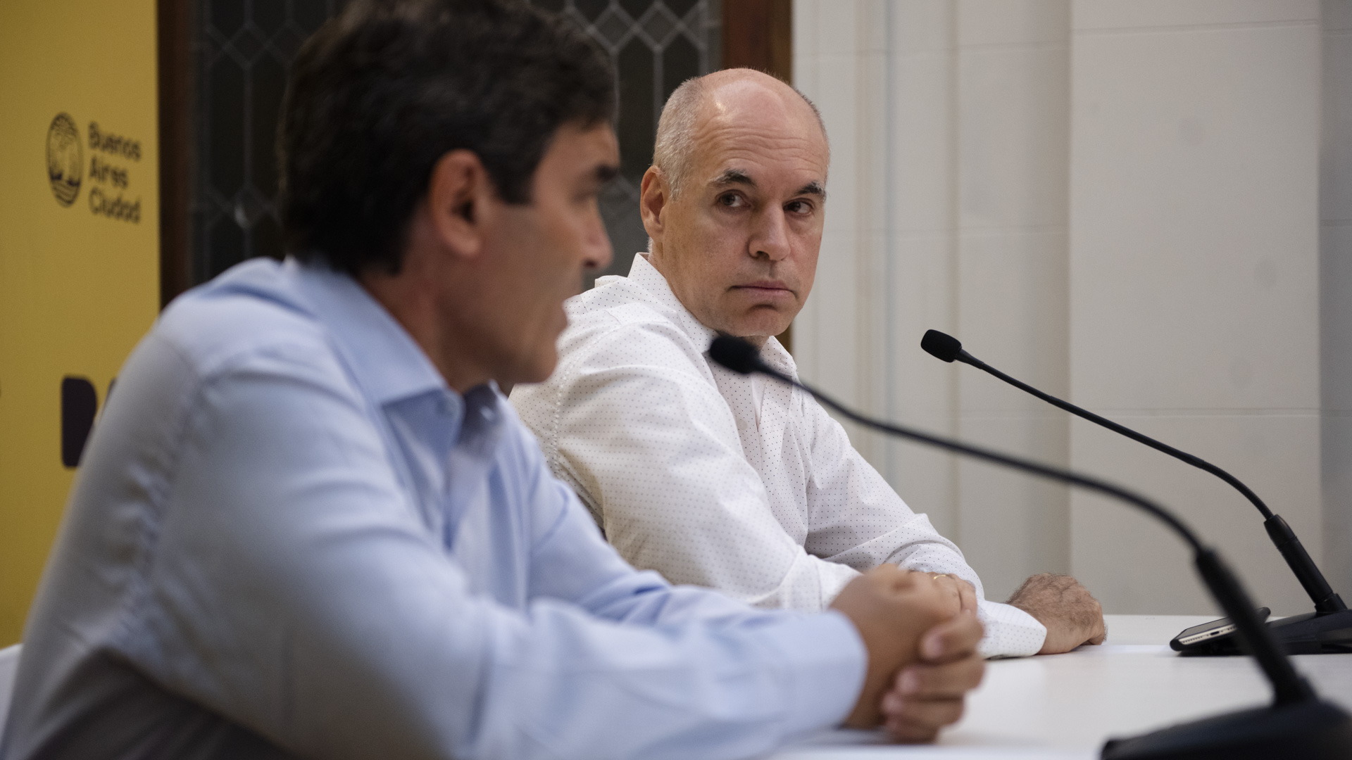 Horacio Rodríguez Larreta junto a Fernán Quirós, en el inicio de la crisis (Adrián Escandar)