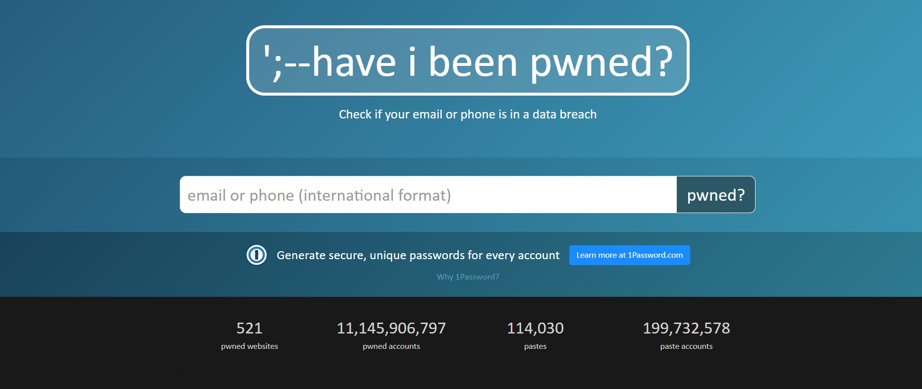 Have I been Pwned? es un sitio que permite investigar si tu correo electrónico o número de teléfono figura en alguna filtración