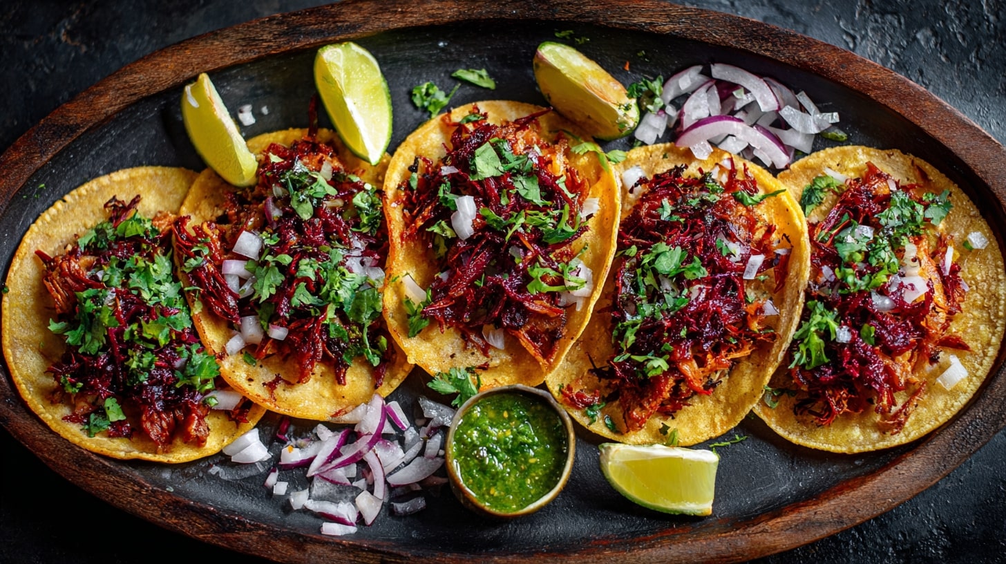Tacos de chicharrón de jamaica