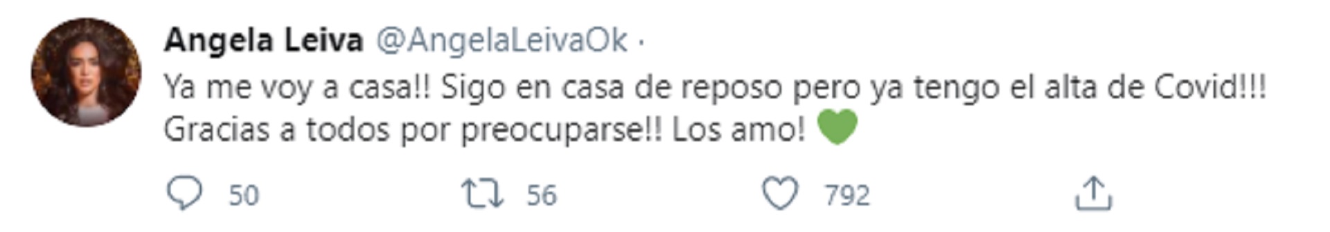 El mensaje de Ángela Leiva en las redes sociales
