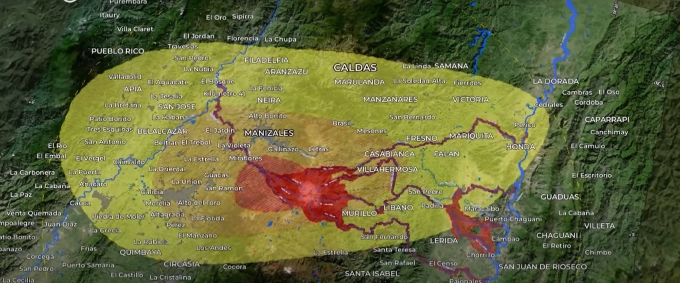 Mapa de geoamenazas del nevado del Ruiz.
SGC