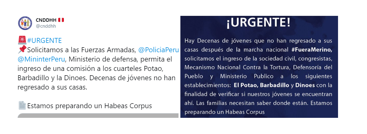 El comunicado de la Coordinadora Nacional de DDHH