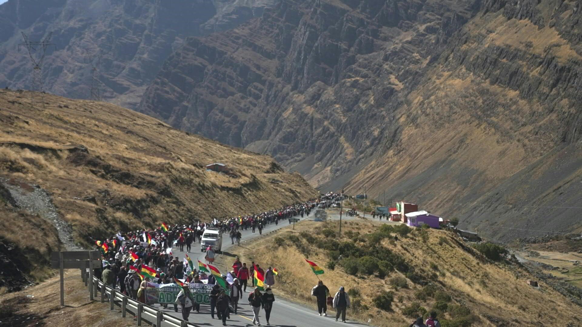 Miles de cocaleros opositores marchan el miércoles hacia La Paz para exigir al presidente de Bolivia, Luis Arce, el cierre de un nuevo mercado en el que sectores afines al gobierno comercializan la planta de coca.