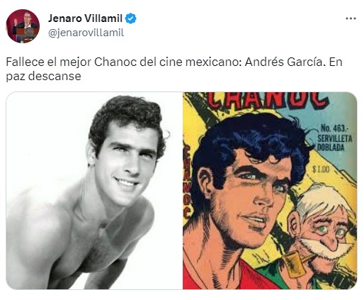 Andrés García protagonizó a Chanoc en la película de 1967 con el mismo nombre (Twitter/@jenarovillamil)