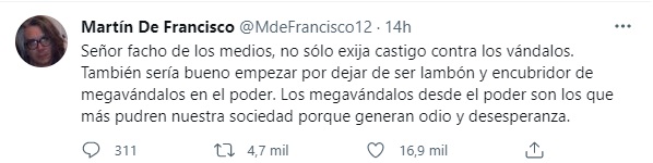 Foto: Twitter Martín De Francisco