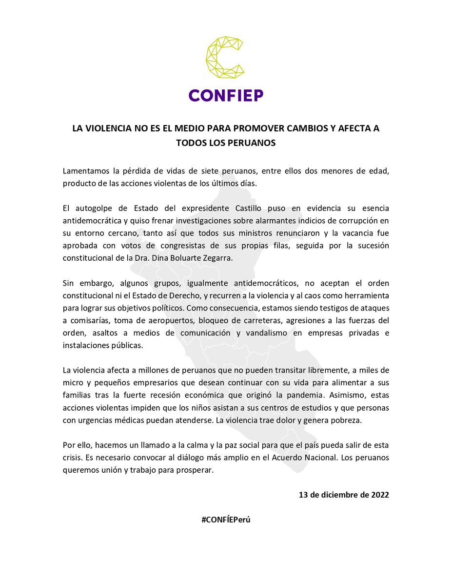 Comunicado de la Confiep