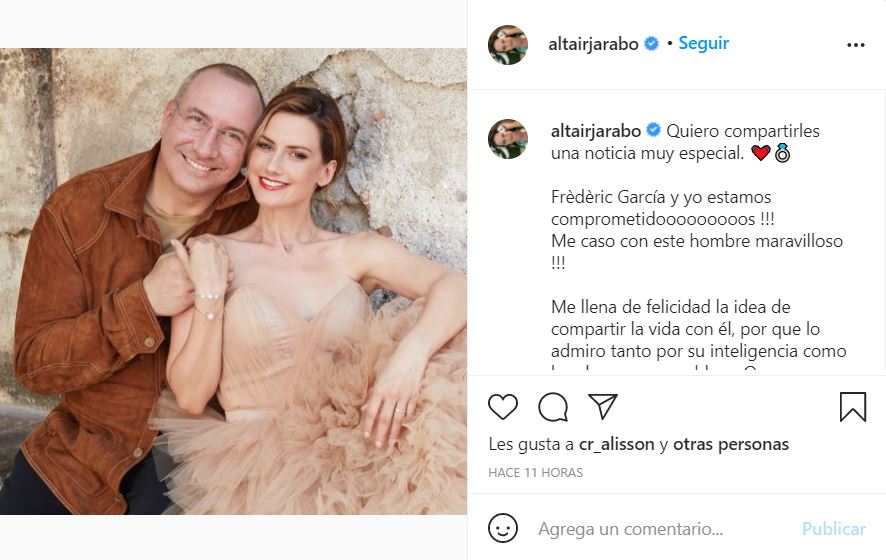Así fue como Altaír Jarabo compartió su compromiso con el empresario Frédéric García (foto: Instagram/@altairjarabo)