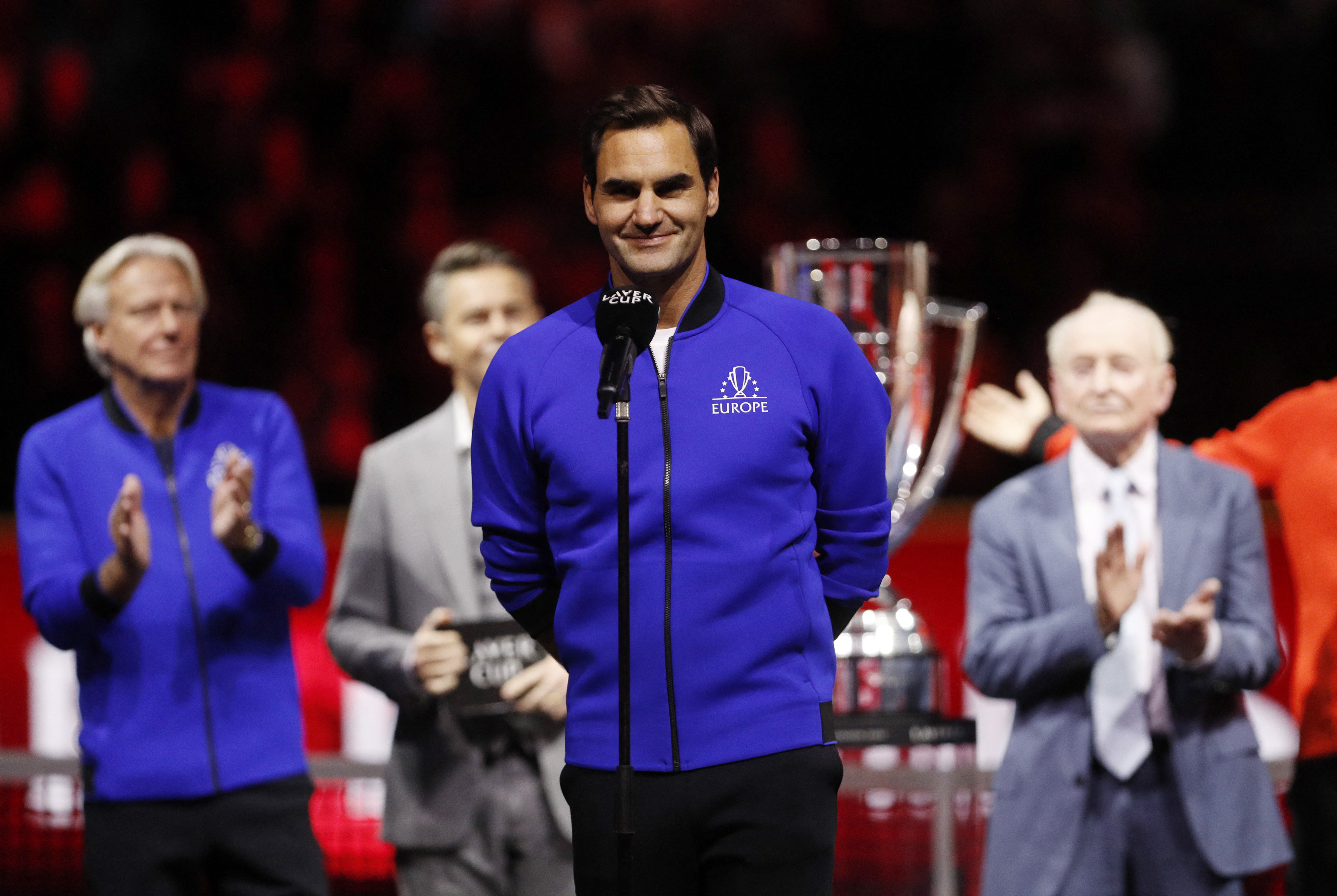 El discurso final de Roger Federer en el cierre de la Laver Cup (Foto: Reuters)
