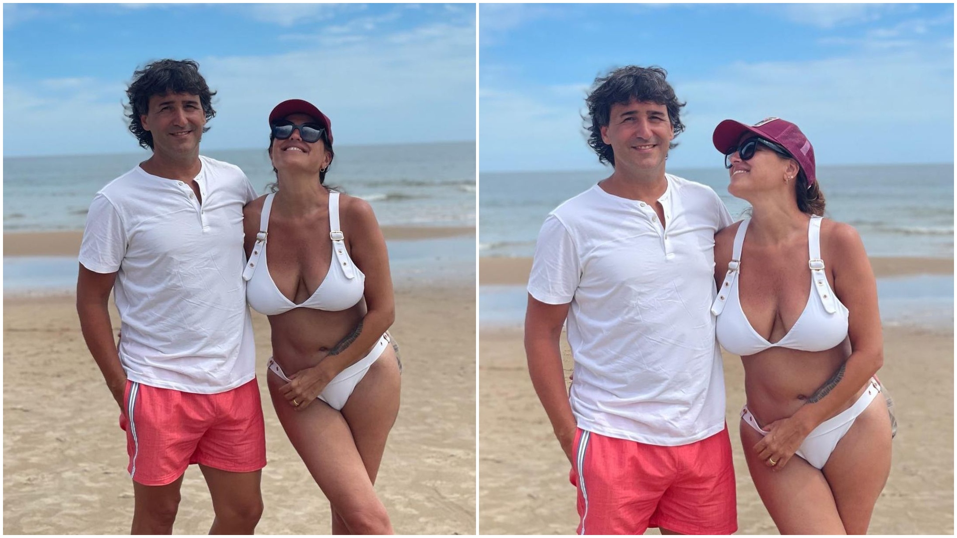 Maju y su novio Juan, cómplices en la playa