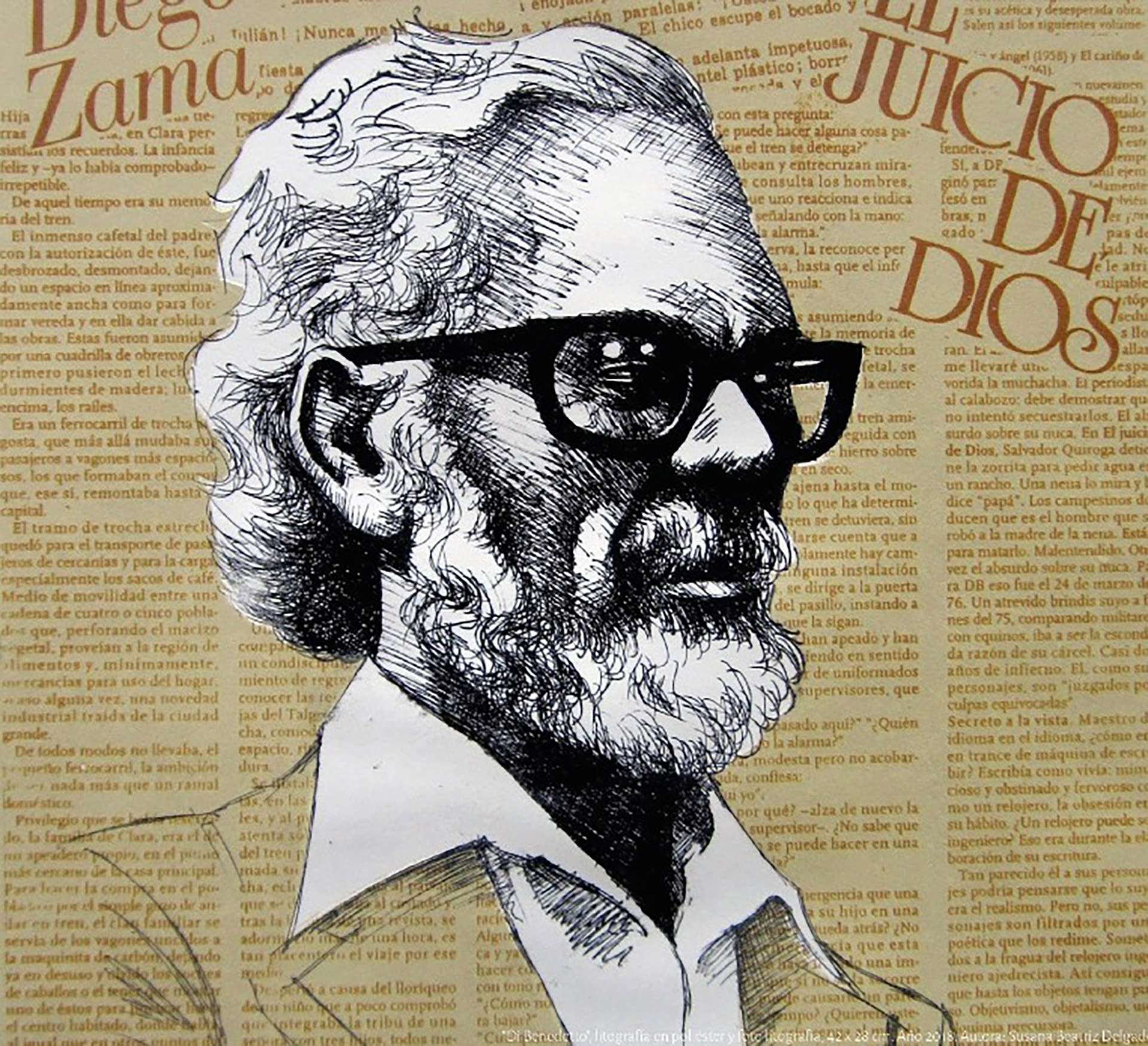 Ilustración homenaje a Antonio Di Benedetto, de la artista Susana Delgado.