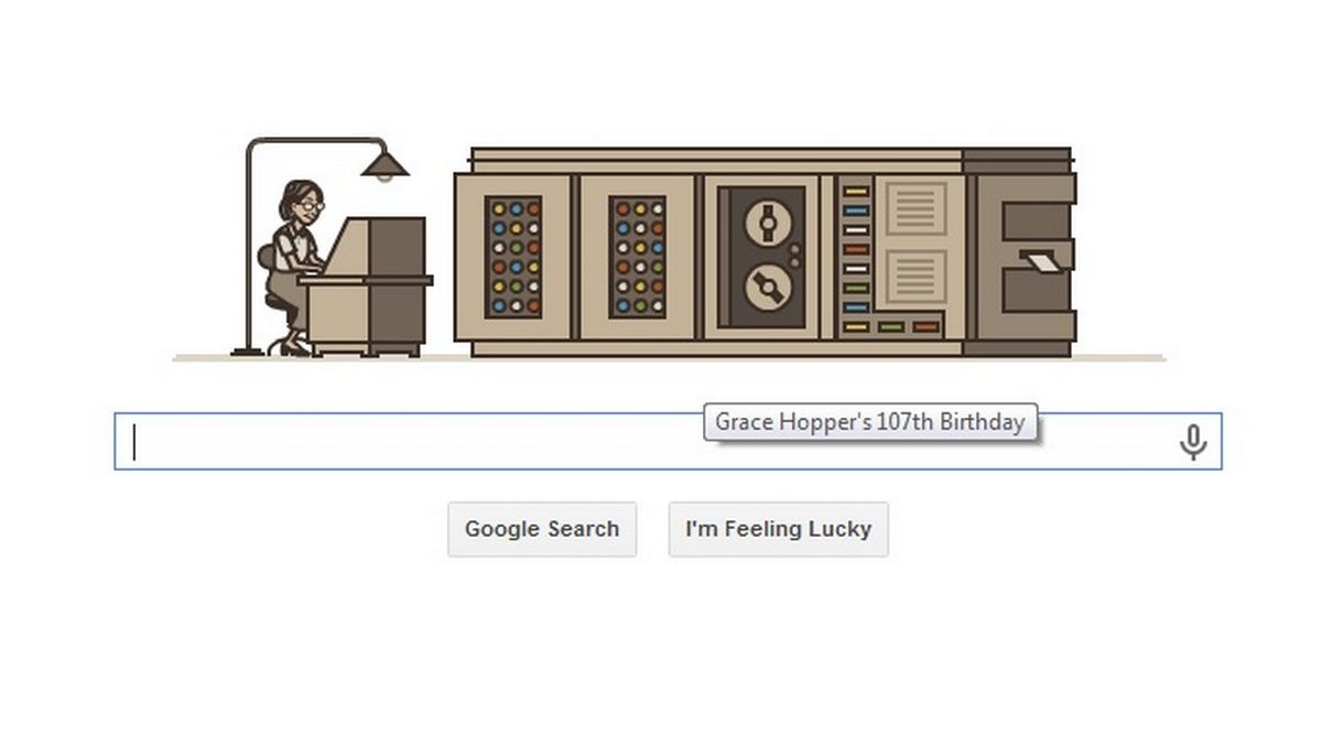 Google publicó un doodle recordando el 107 cumpleaños de Grace Hopper. (Captura)