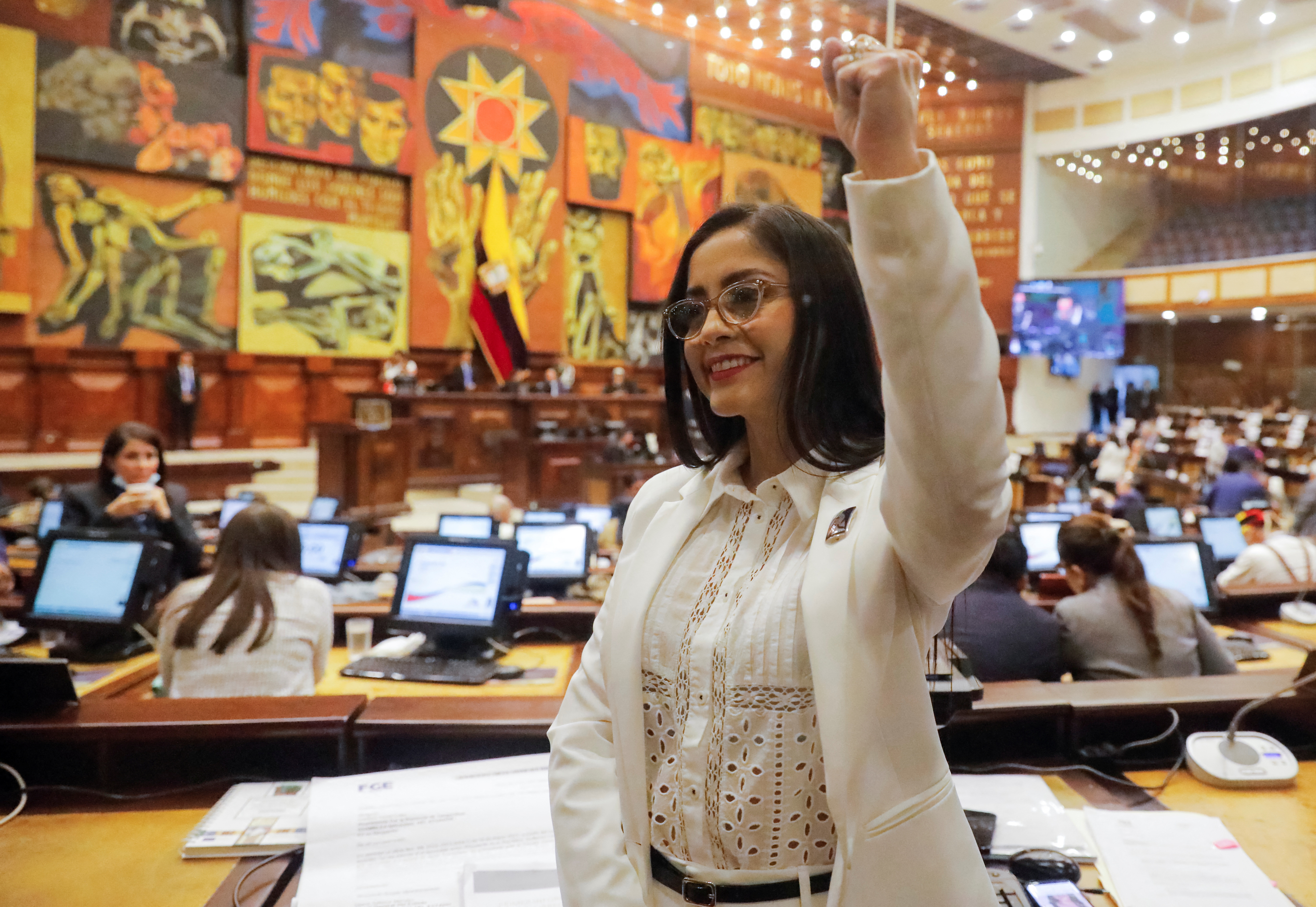 Viviana Veloz, a legislator related to Correísmo and proponent of impeachment, assured that it is necessary for the president of Ecuador to be removed.  (REUTERS/Karen Toro)