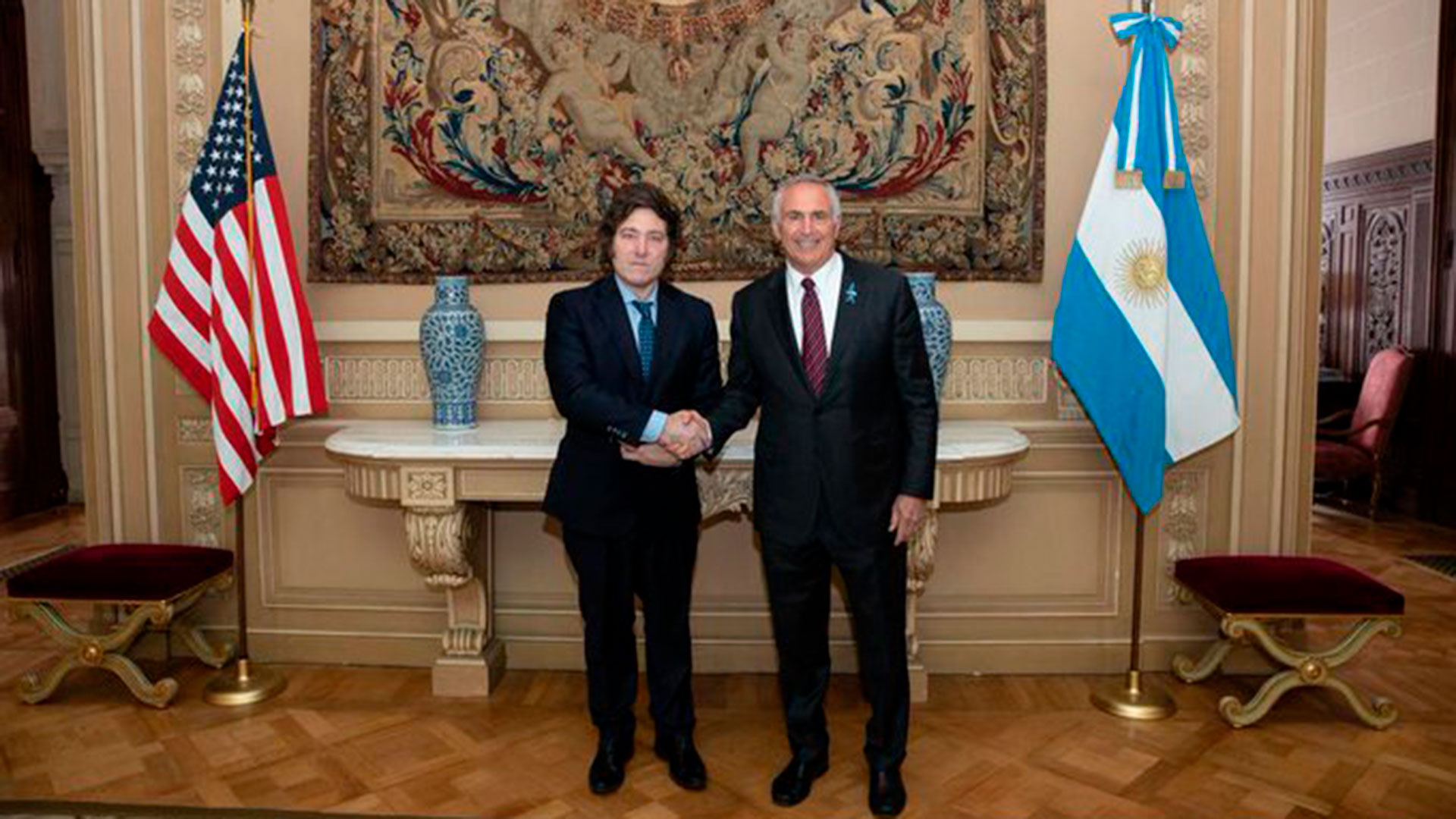 El embajador de Estados Unidos, Marc Stanley, recibió al diputado Javier Milei en la embajada de Estados Unidos (@USAmbassadorARG)