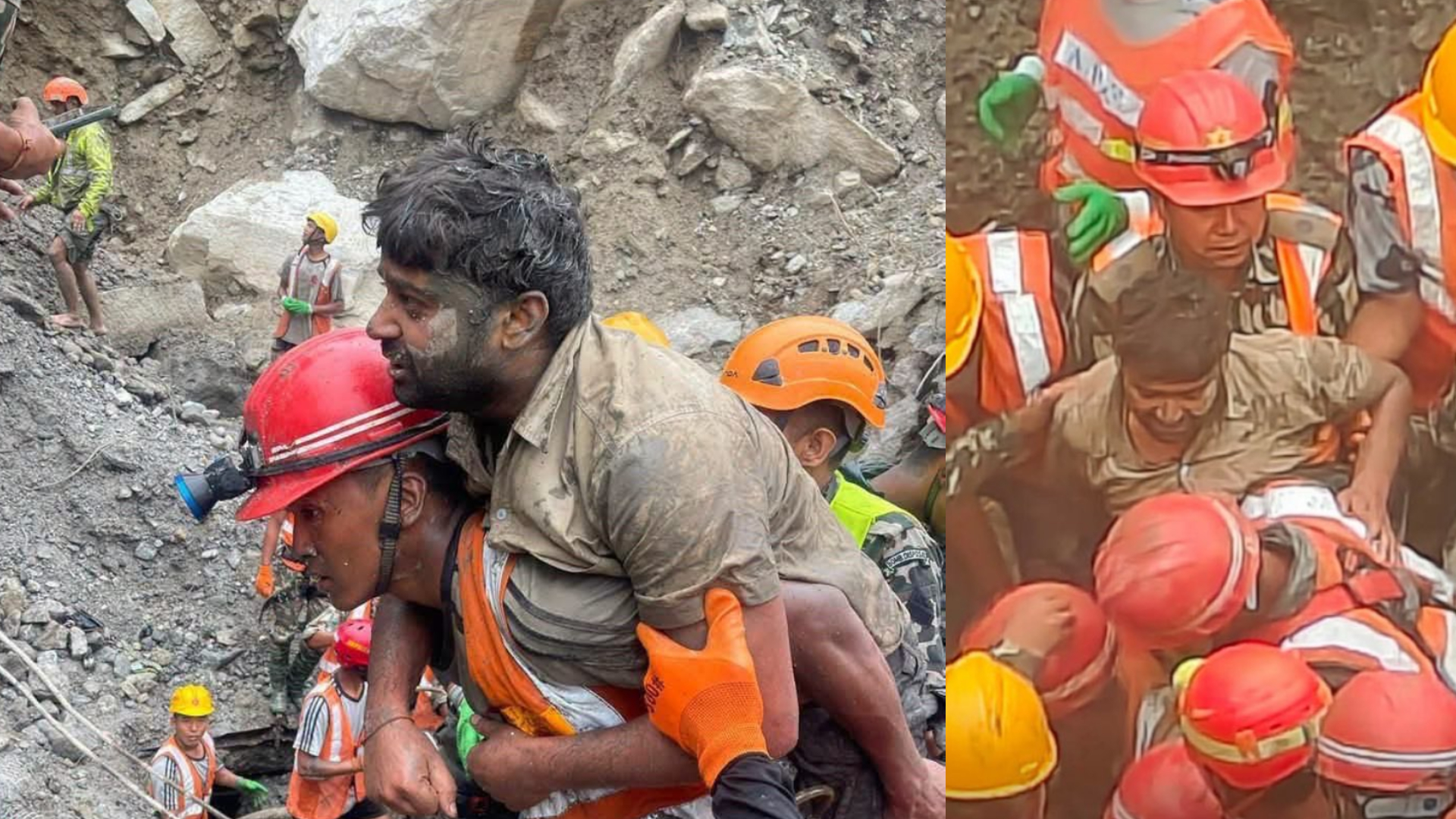 Rescataron con vida a dos trabajadores atrapados durante 10 d&iacute;as en un t&uacute;nel tras las riadas que afectaron Nepal