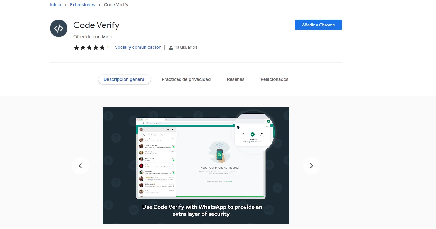 Code Verify está disponible para Chrome, Firefox y Edge