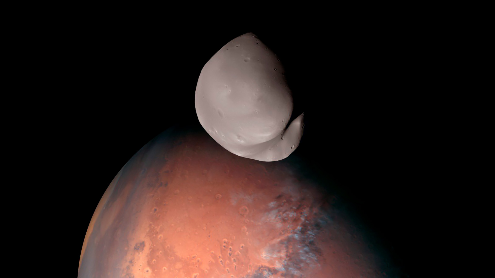 Una sonda espacial captó la imagen más detallada de una de las misteriosas lunas de Marte