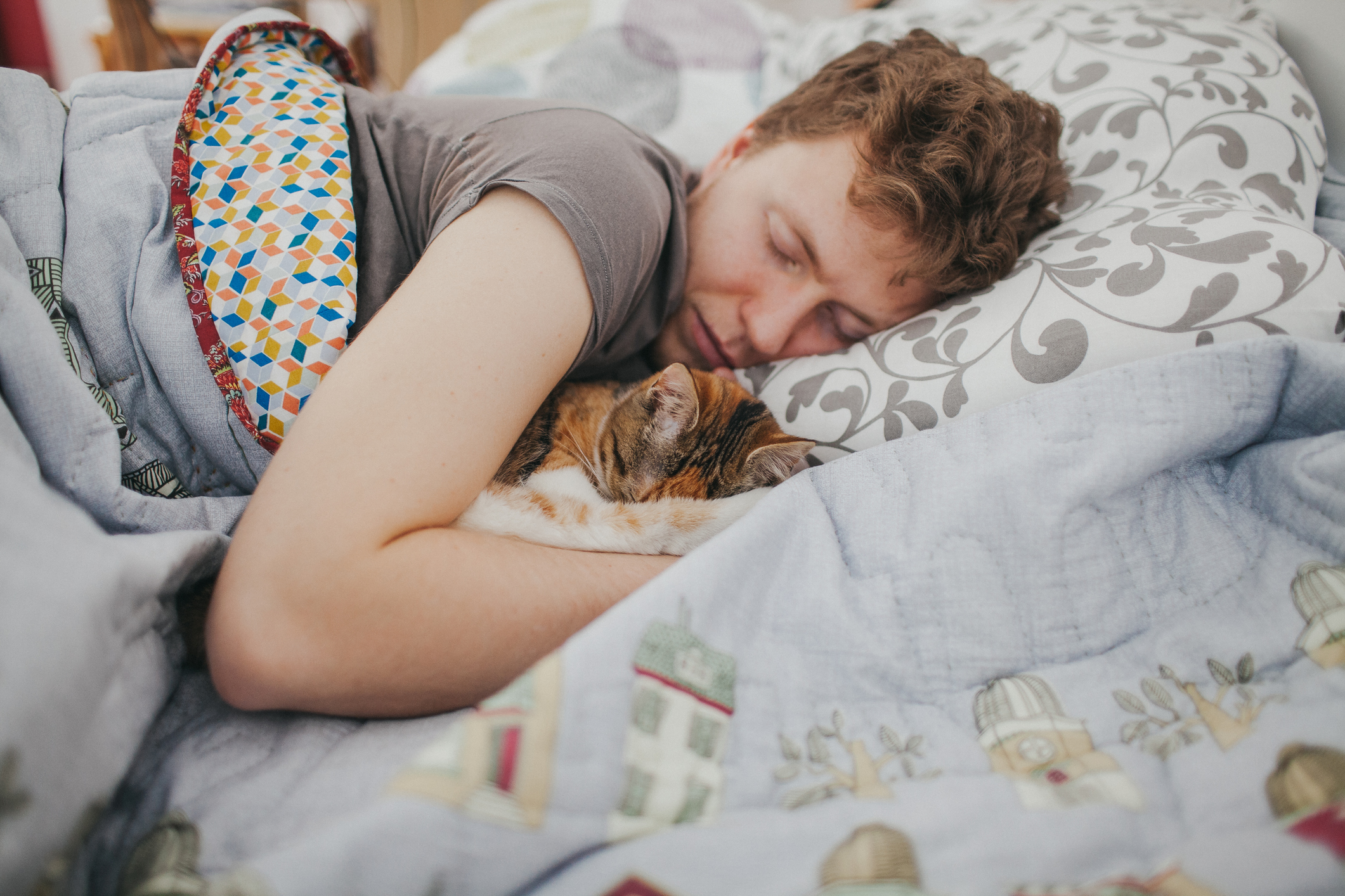 Si tu gato duerme con vos, demuestra su amor y confianza ya que es en el momento donde son más vulnerables (Getty images)