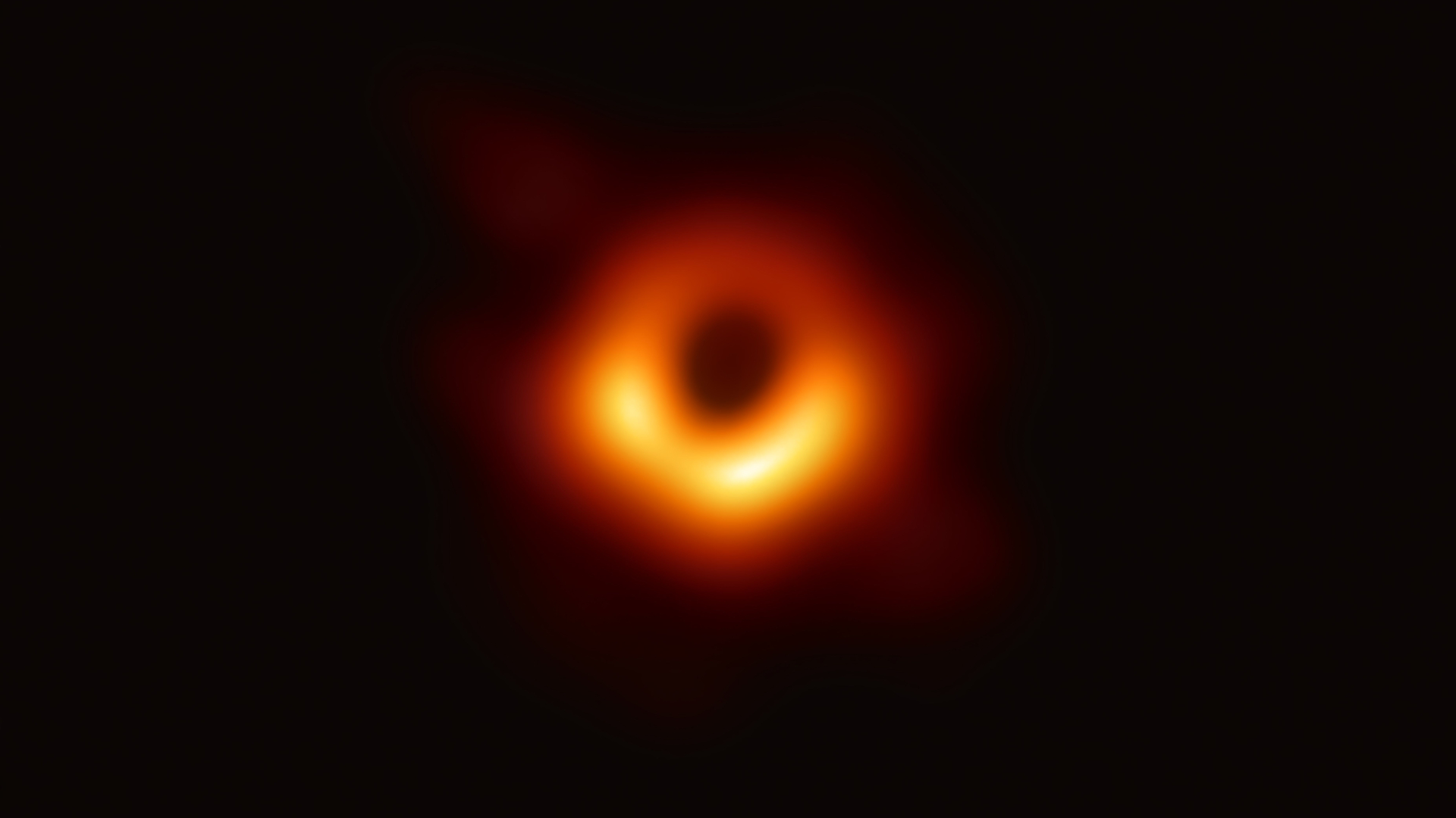 La primera imagen de un agujero negro, tomada en la galaxia Messier 87 (Colaboración del Telescopio de Horizonte de Eventos [EHT] vía la Fundación Nacional para la Ciencia de Estados Unidos)