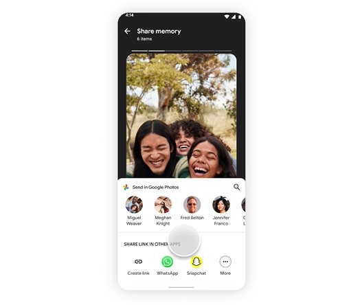 Compartir imágenes usando Google Fotos. (Captura)