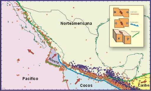 México está situado sobre cinco placas tectónicas:  Caribe, Norteamérica, Pacífico, Rivera y Cocos (Imagen de archivo)