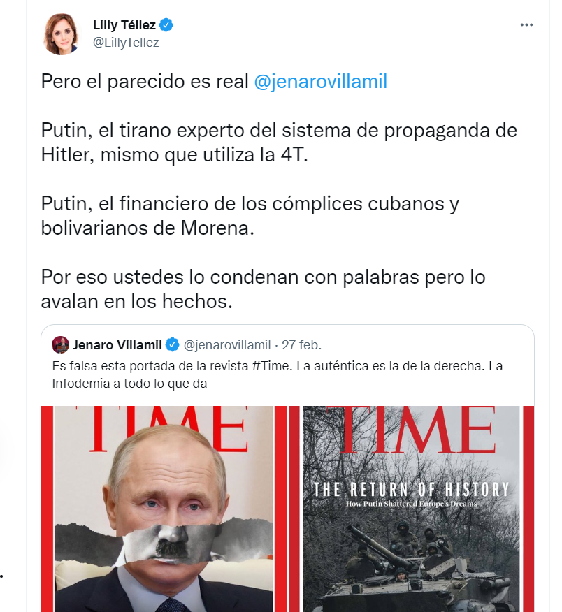 Lilly Téllez comparó al régimen de Putin con el nazismo (Captura de pantalla)