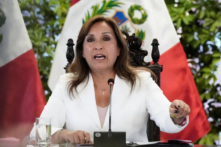 Foto del martes de la presidenta de Peru Dina Boluarte en un encuentro con la prensa extranjera en Lima 
Ene 24, 2023. REUTERS/Angela Ponce