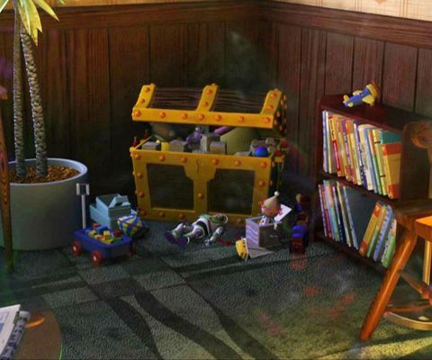 En "Buscando a Nemo" "Buzz Lightyear" de "Toy Story"  aparece entre los juguetes de la consulta del dentista "Sherman"
(Foto: Disney)