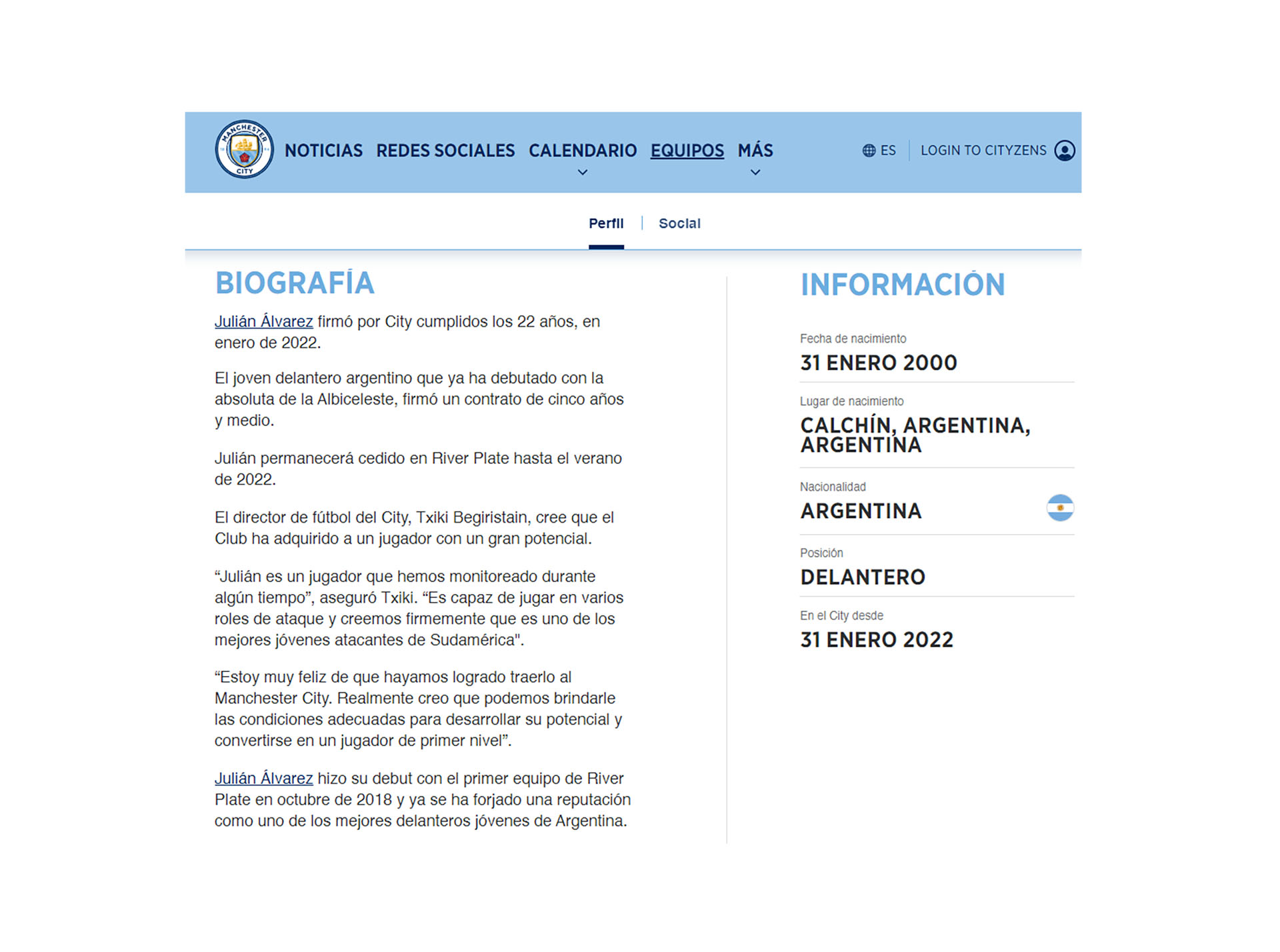 Argentino En Ingles Como Se Dice El detalle en la página del Manchester City que da una pista sobre el  futuro de Julián Álvarez en River Plate - Infobae