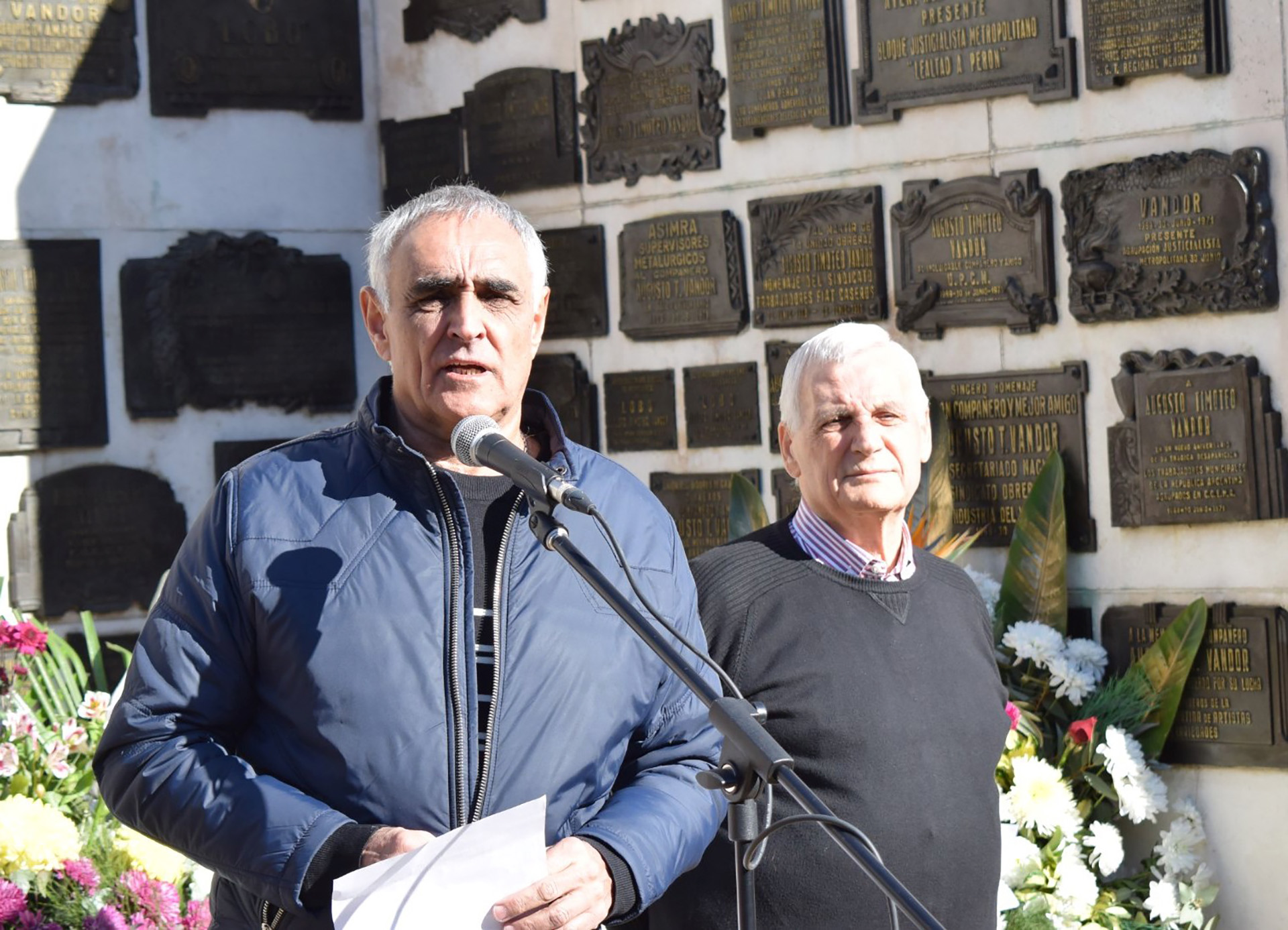 El secretario adjunto de la UOM Capital, Roberto Bonetti, junto con el titular de esa seccional, Antonio Caló 
