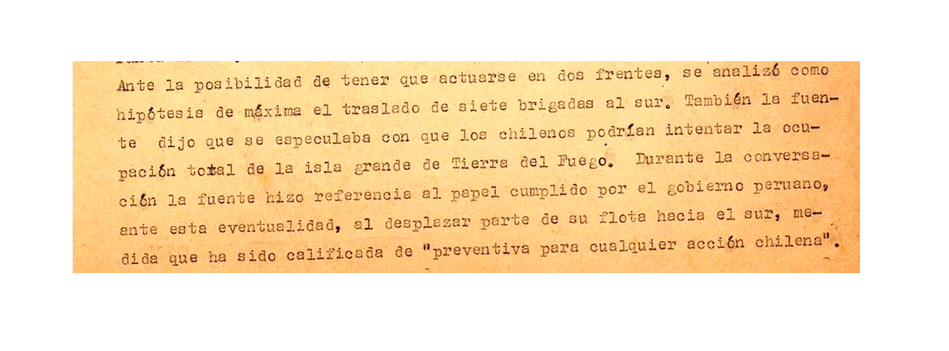 Párrafo de la minuta de la reunión de altos mandos.
