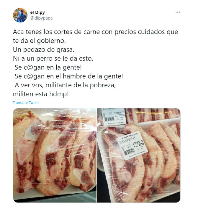 El crítico mensaje del Dipy por los precios populares de la carne