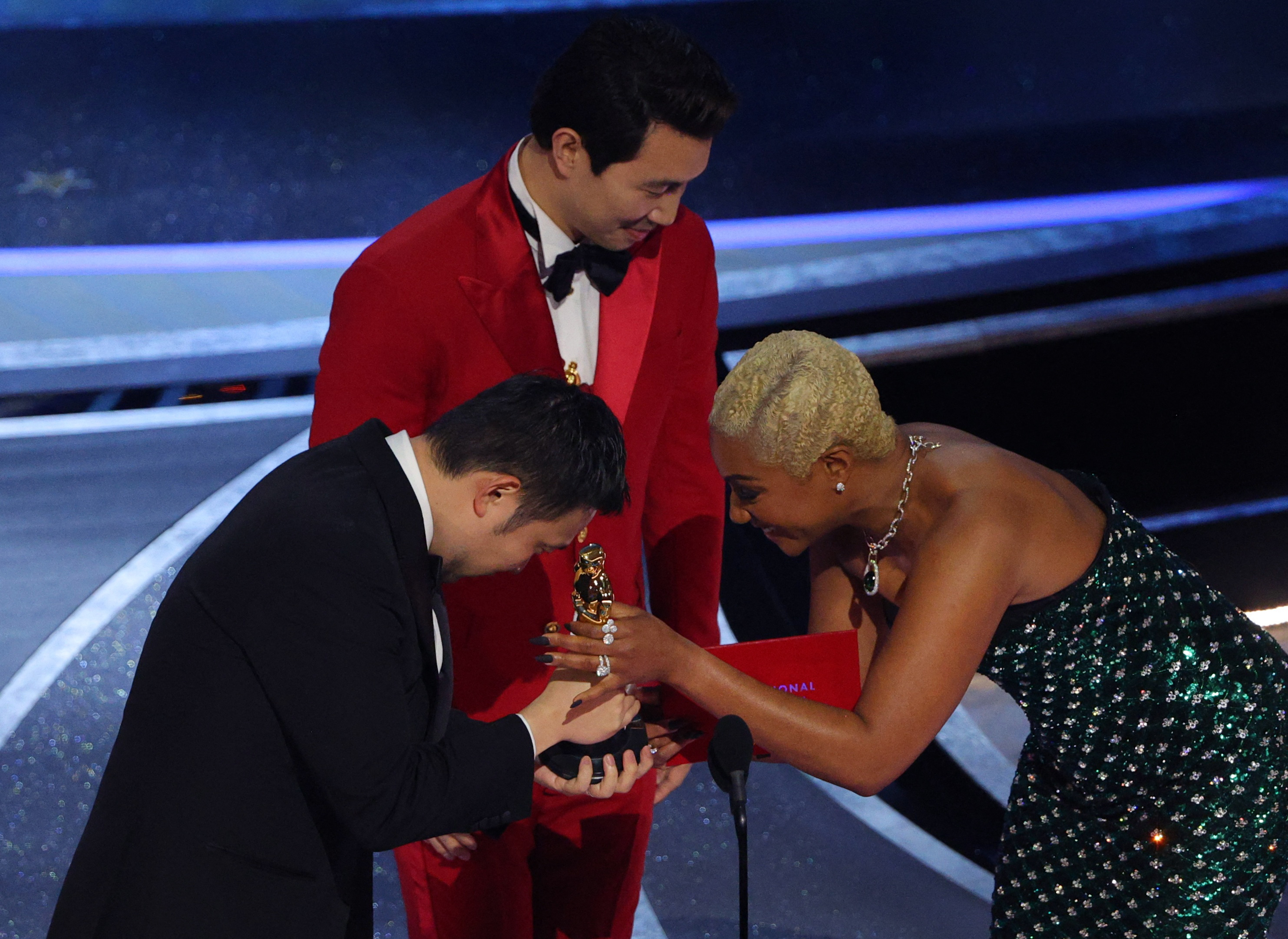 Ryusuke Hamaguchi received the Oscar for best international feature film for "drive my car" (Reuters/Brian Snyder)