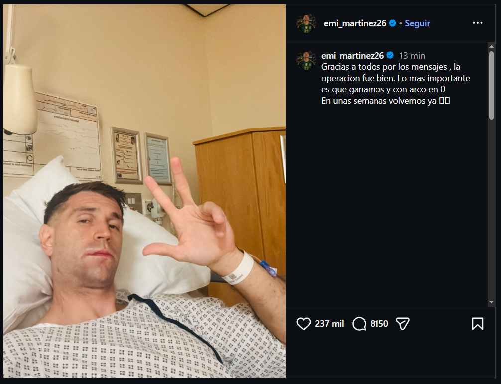 El mensaje del Dibu Martínez desde el hospital que llevó alivio después del brutal golpe que recibió en el partido del Chelsea