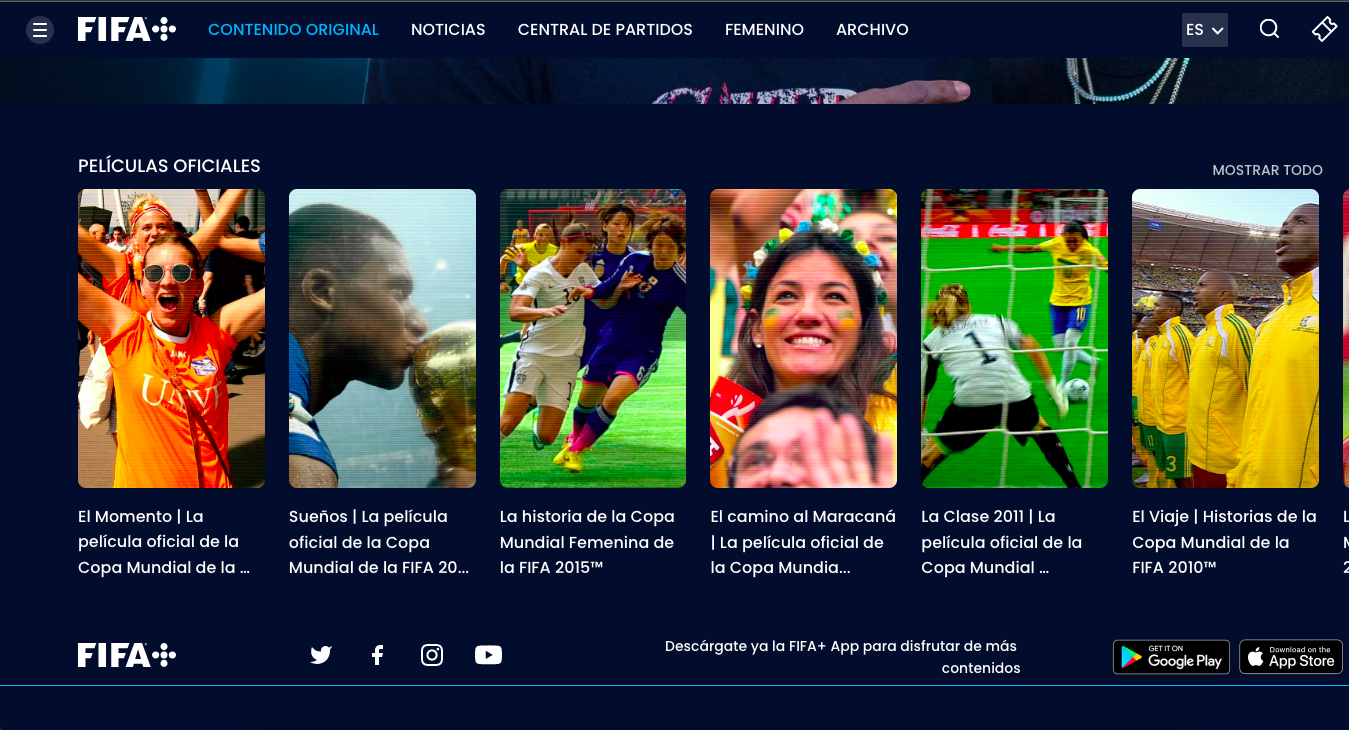 FIFA + lanzó su servicio de streaming gratuito (Foto: Captura de pantalla)