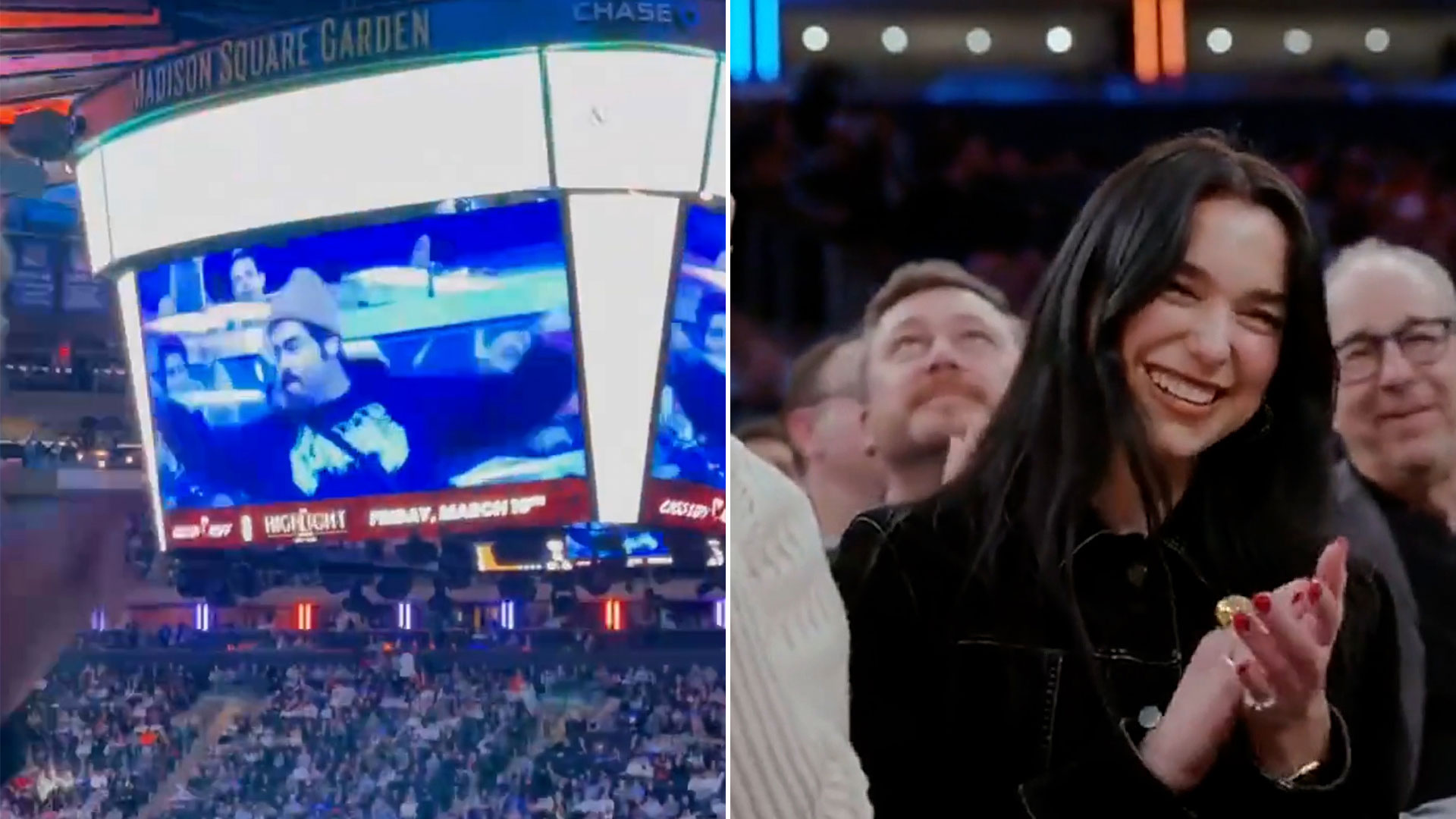 La reacción de Dua Lipa ante los “prohibidos” de Migue Granados en medio de un partido de la NBA