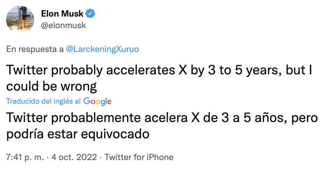 Elon Musk's tweet after the purchase of Twitter