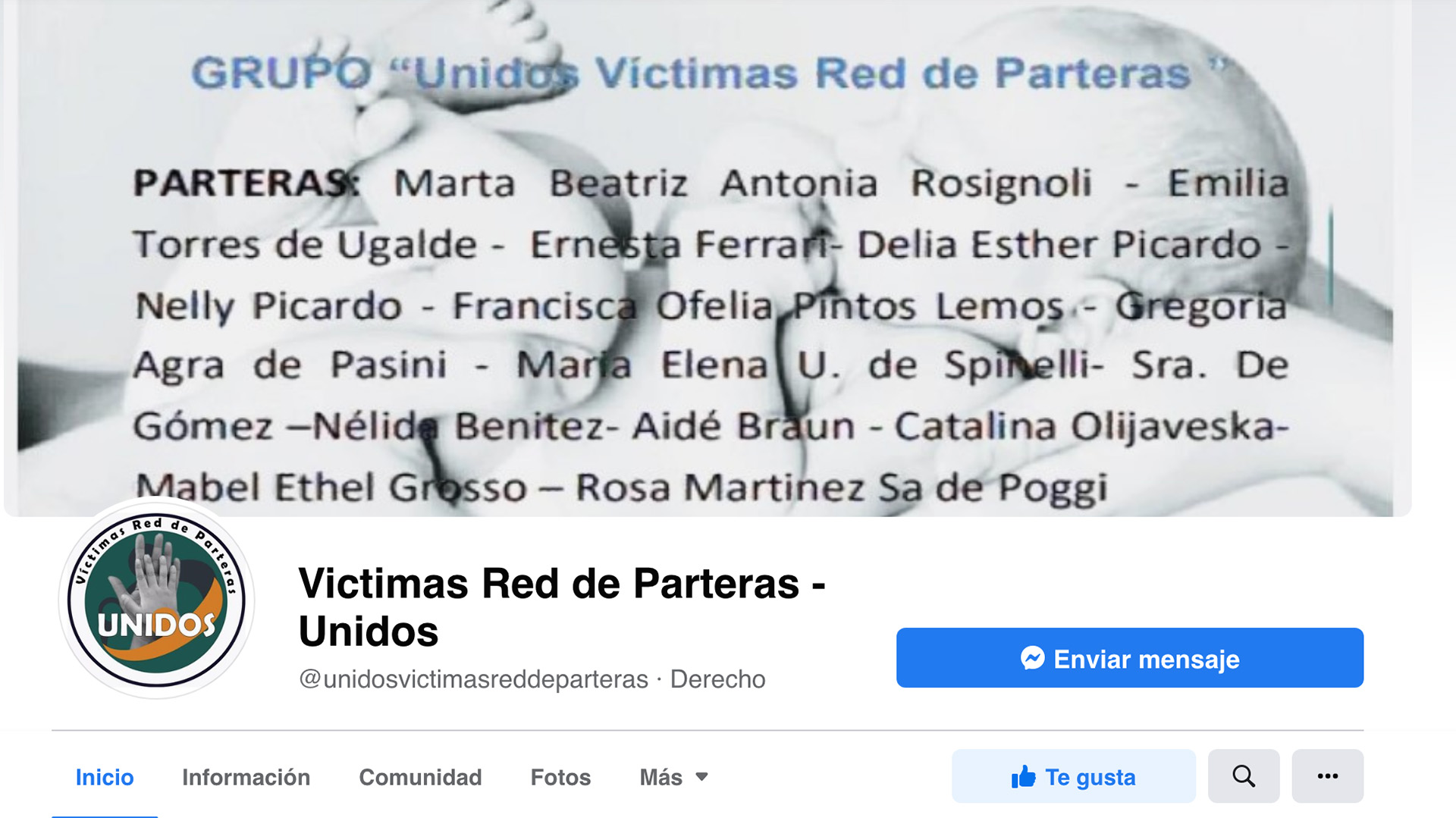 El grupo de Facebook “Víctimas Red de Parteras - Unidos” tiene más de 120 personas. Todas ellas, al igual que Alejandra Laniado, buscan a su familia de origen. 