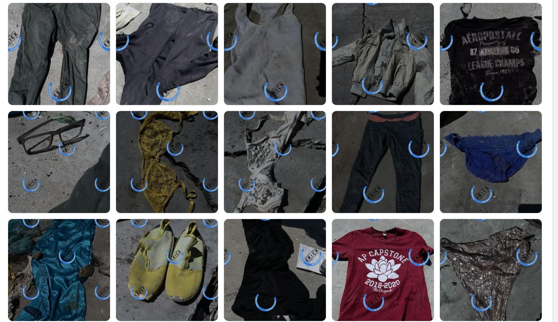 Accesorios y restos de ropa encontrados por el colectivo Todos Somos Erick Carrillo
(Foto: Captura de pantalla/Facebook/Colectivo Todos Somos Erick Carrillo)