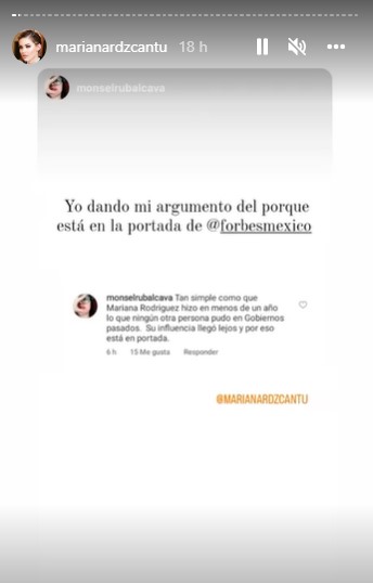 Replicó la respuesta de una internauta (Foto: captura de Instagram/@marianardzcantu)