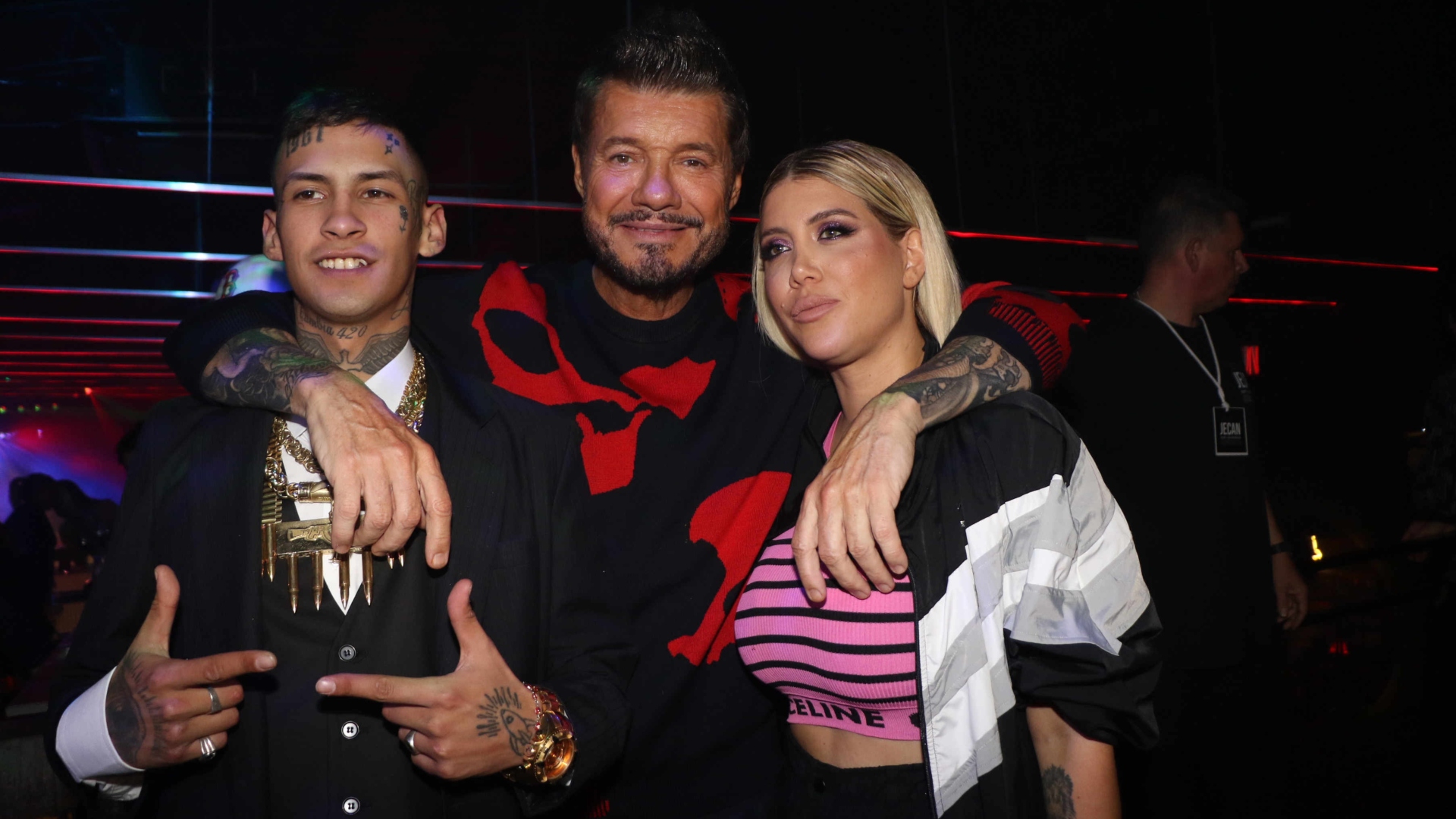 Wanda y L-Gante posaron junto a Marcelo Tinelli (Foto: Ramiro Souto)