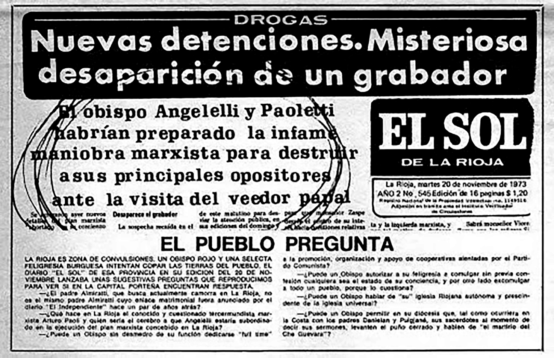 Campaña en contra de Angelelli 