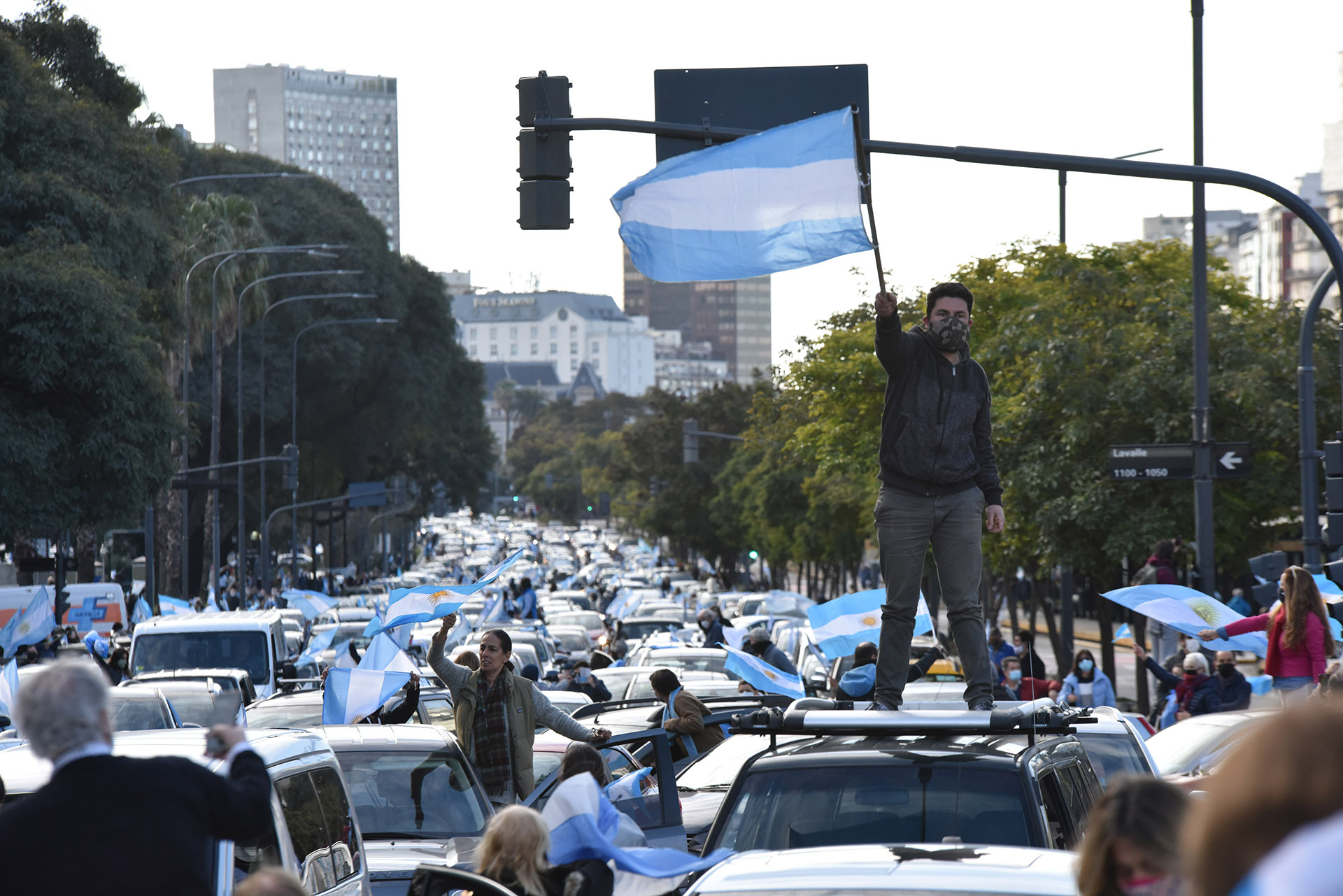 Una imagen de la protesta en el Obelisco (foto Franco Fafasuli)